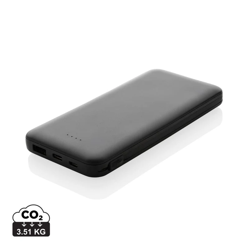 Powerbank Lockhart RCS in plastica riciclata 10.000 con cavi – 10000 mAh