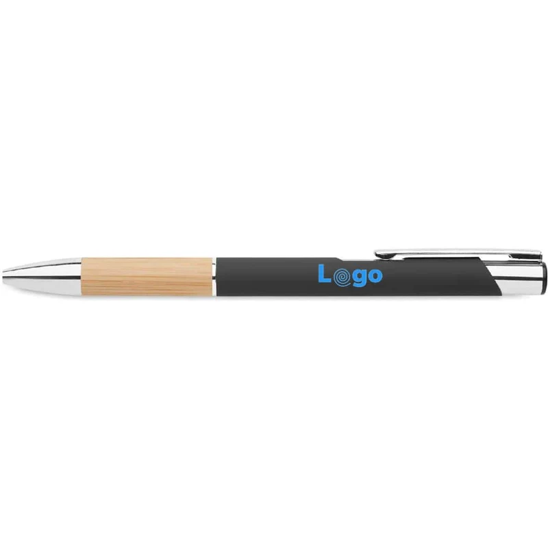 Penna a pulsante in alluminio e bamboo