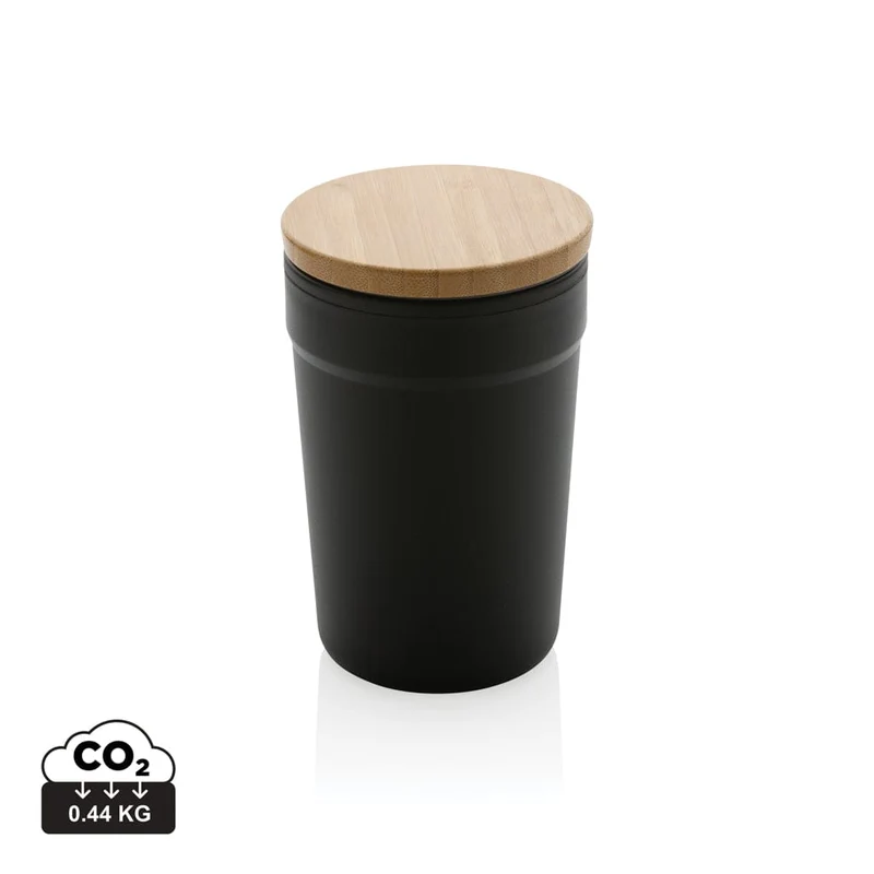 Tazza in rPP GRS con tappo in bambù – 300 ml