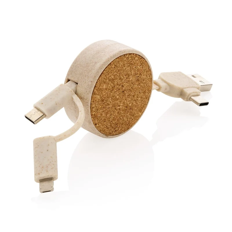 Cavo retrattile 6 in 1 in sughero e grano