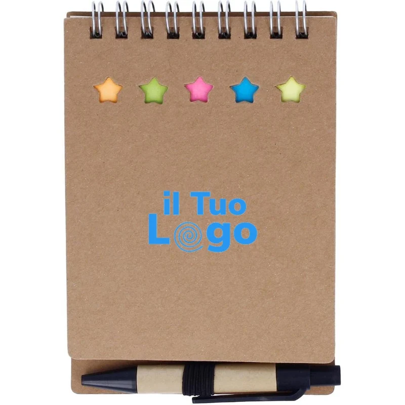 Blocco notes con penna e fogli
