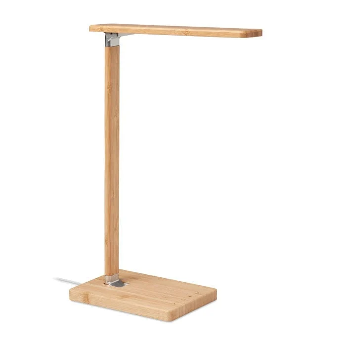 Luce da tavolo e caricatore 10W in bamboo